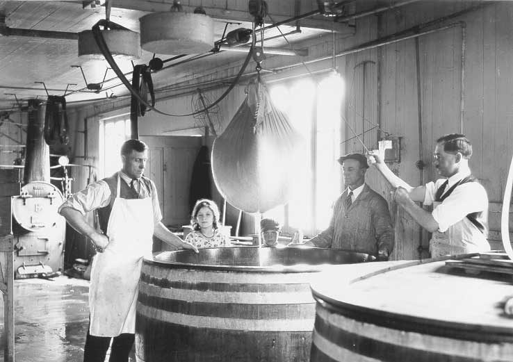 Gruyer Cheese Factory, La Malbaie : draining curd