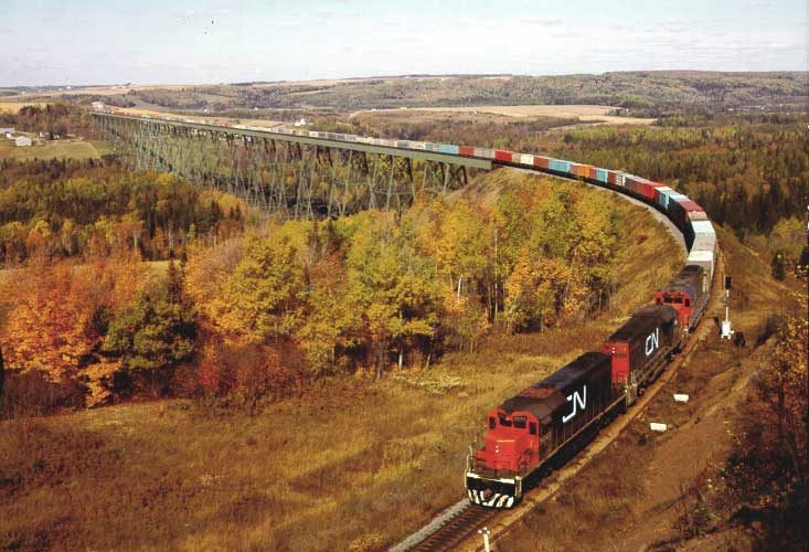 Container train on Salmon River Bridge (Viaduct)
