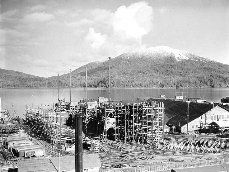 Prince Rupert dry dock and shipyard: freighters under construction