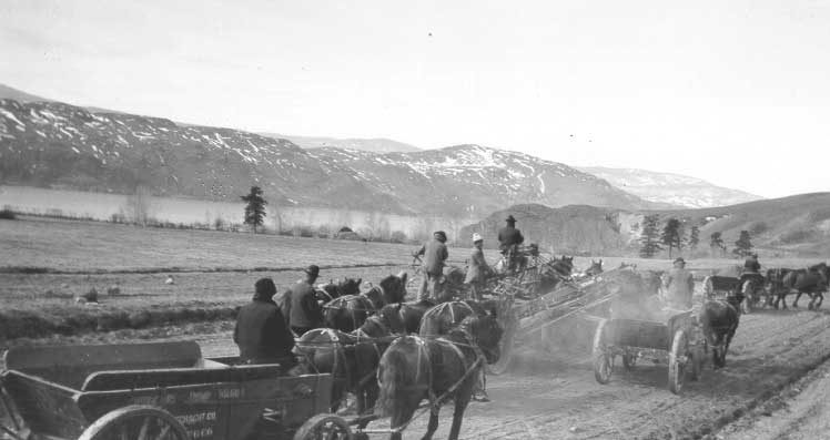 Horse-drawn equipment used to build railway roadbed