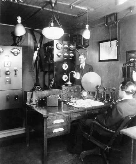 Station personnel in CNRO broadcast room