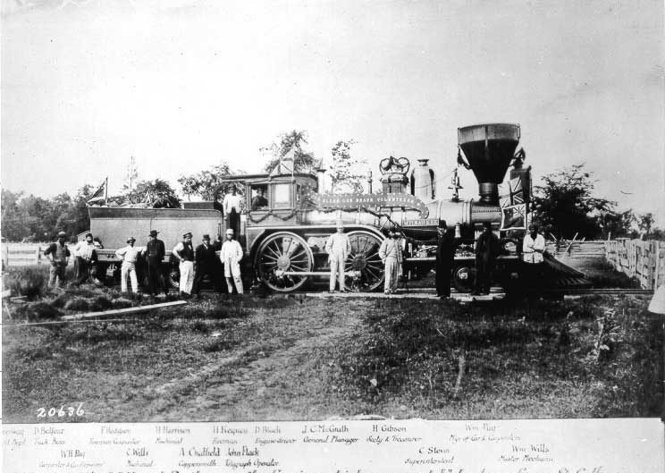 Welland Railway locomotive “Milwaukee” and officials