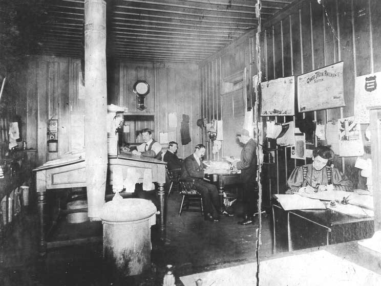 Employees in Grand Trunk Railway yard office
