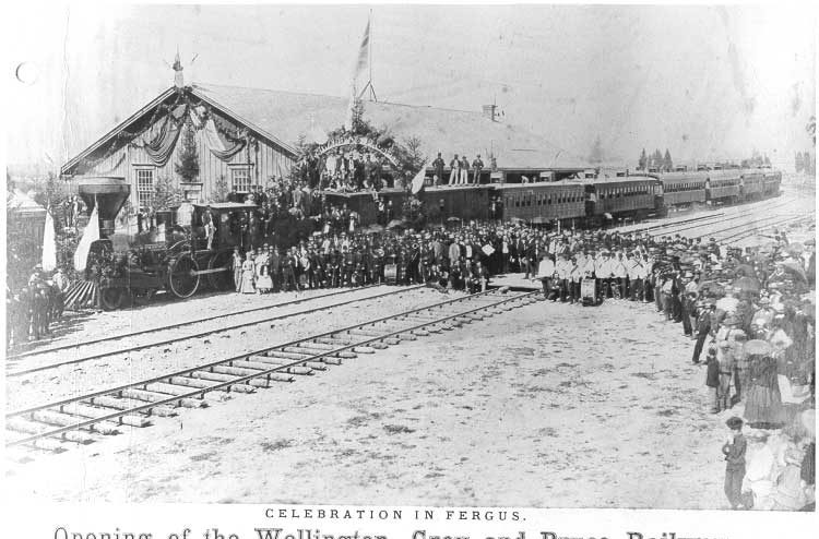 First train on the Wellington, Grey and Bruce Railway