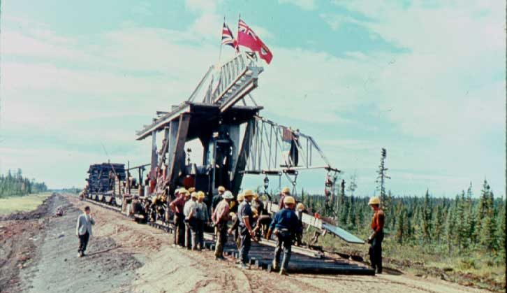 Laying track for the Great Slave Lake Railway