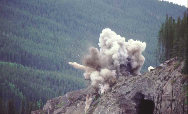 Track work, blasting rock