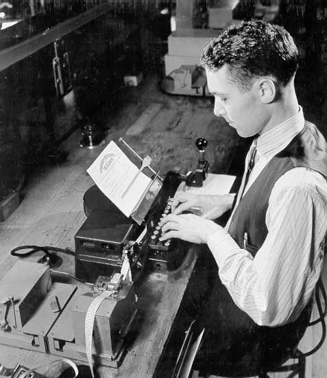 Sending a telegram on a multiplex machine - Canadian National Telegraph