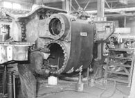 Finishing cylinders on a Northern type locomotive
