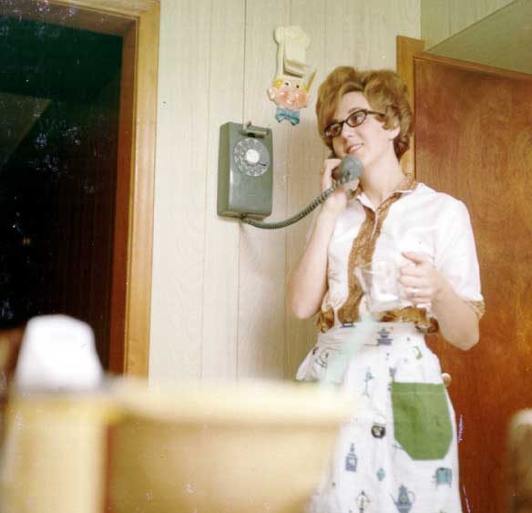 Model using wall phone