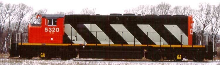 CN diesel-electric locomotive 5320, left side view