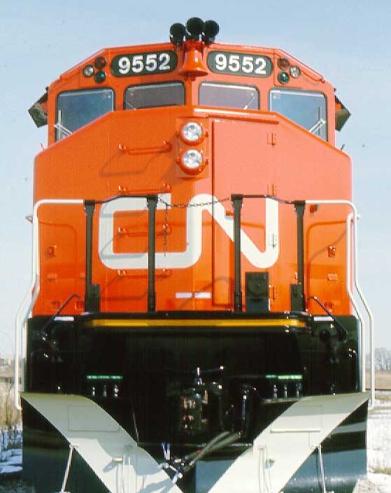 CN diesel-electric locomotive 9552, model GP-40-2, front view