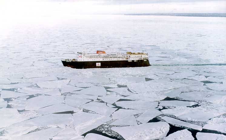 Ferry MV Ambrose Shea sailing through ice