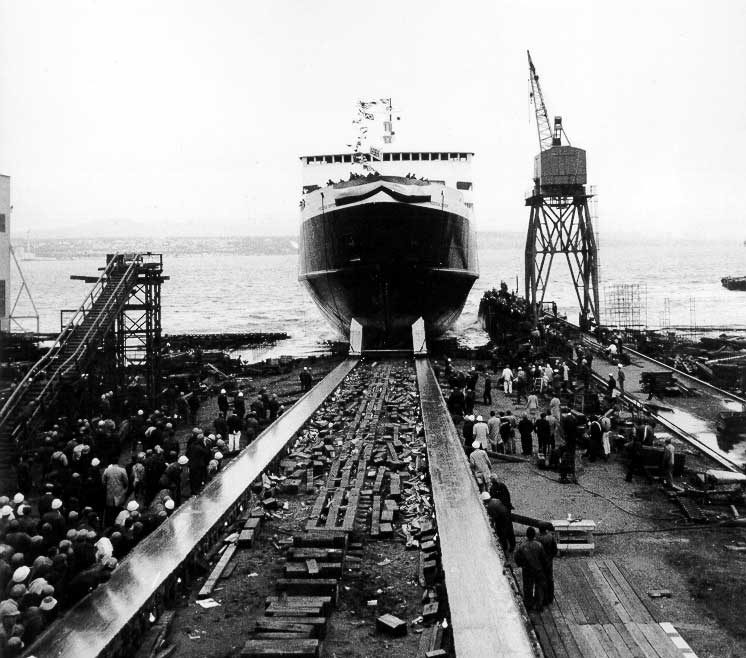 Launching of the ferry MV Frederick Carter at the Davie shipyard