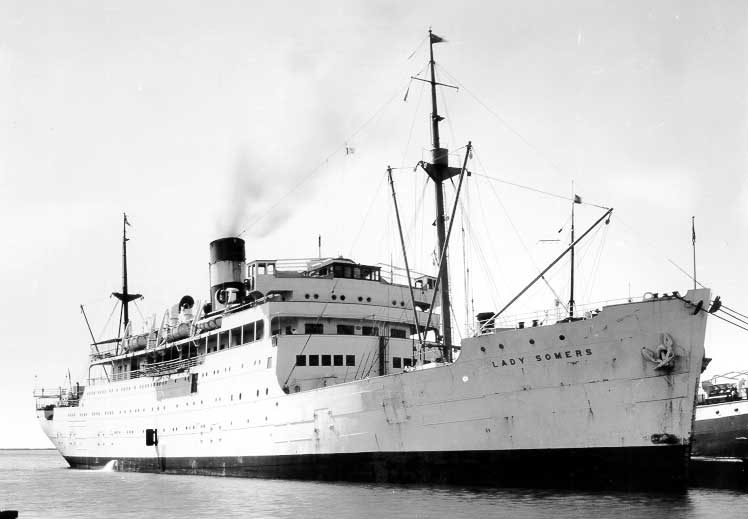 The passenger and cargo ship Lady Somers docked