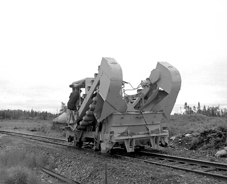 A Ballast Distributor makes its way down the newly laid track