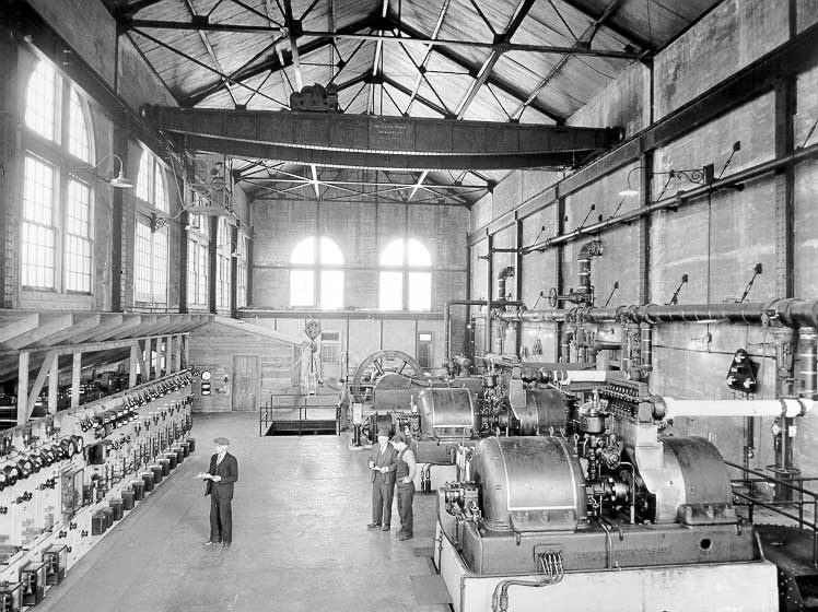 Interior of the power house at the Prince Rupert shipyard