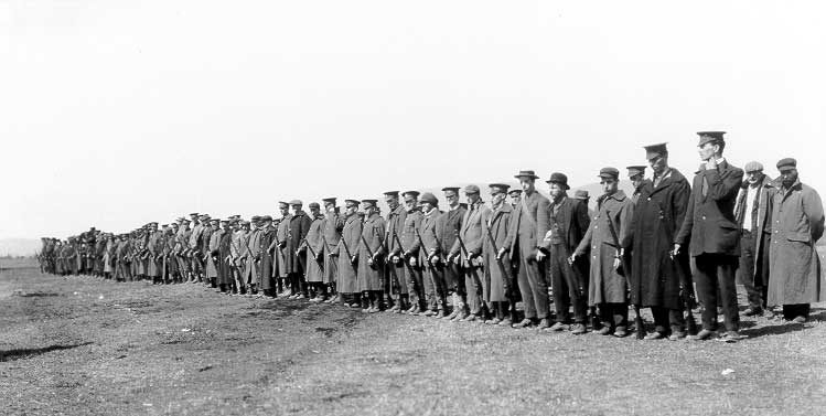 New recruits at a WWI training camp