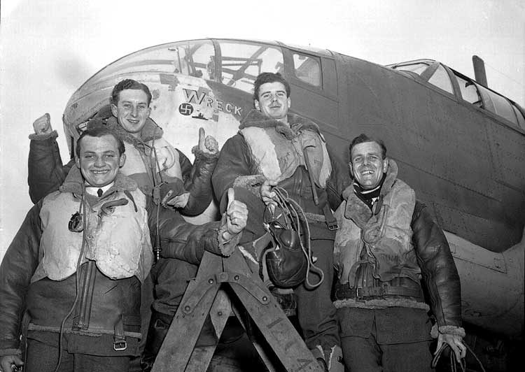 Crew of a Royal Canadian Air Force Beaufort bomber who torpedoed the Nazi pocket battleship Lutzow