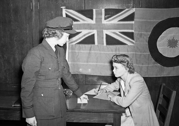 The 5000th recruit to enlist in the Women's Division of the Royal Canadian Air Force