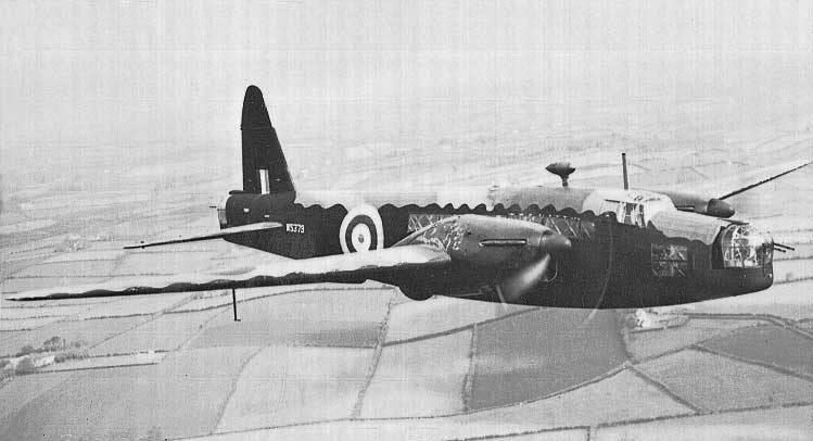 A Royal Canadian Air Force Wellington bomber in flight