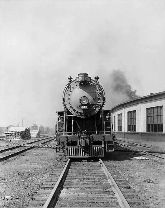 Central Vermont Railways coal burning steam locomotive 600, front view