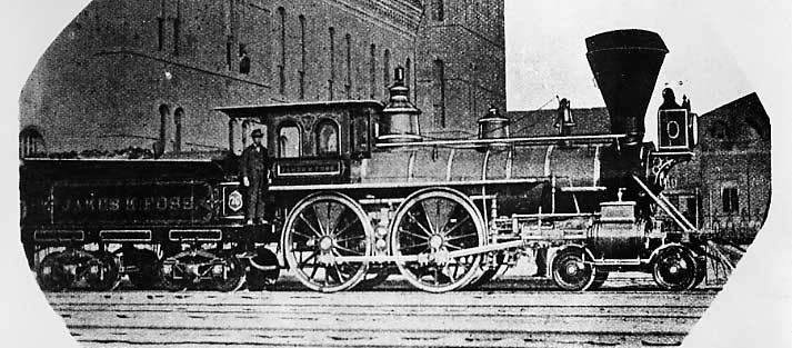 Central Vermont Railway wood burning steam locomotive James M. Foss, built at St. Albans shops