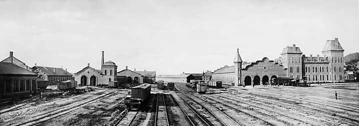 A panoramic view of Central Vermont Railways St. Albans station
