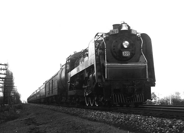 Canadian National and Canadian Pacific Railways pool train being hauled by a Hudson type locomotive 5701
