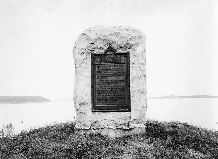 A monument recounting events at the Navy Island Shipyard