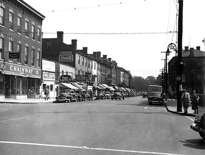 A scenic view looking down Main Street