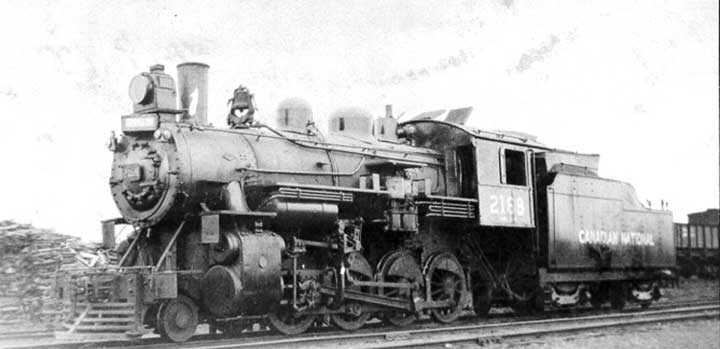 Canadian National Railways steam locomotive no. 1268, class M-3-e, left side