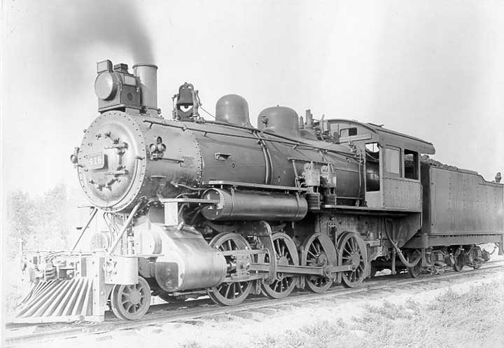 Canadian Northern Railways steam locomotive no. 416, type 2-8-0, three quarter view