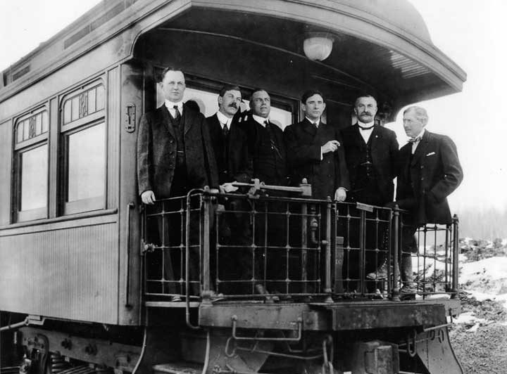 Grand Trunk Pacific Railway Company officials at ceremony connecting main line