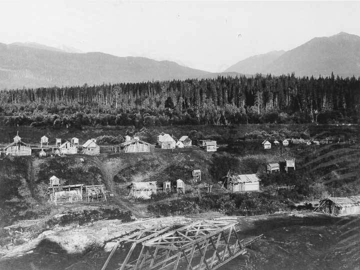 Amerindian village in the Buckley Valley along the Grand Trunk Pacific main rail line