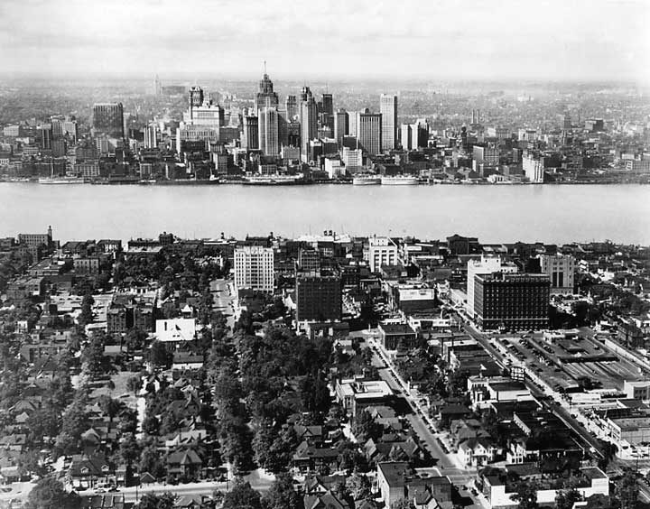 A view of Windsor with Detroit skyline across the water