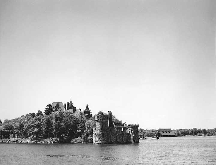 A water view of Boldt Castle on Heart Island