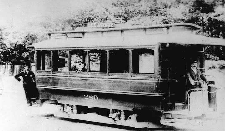 One of the first electric vehicles put into operation, closed for the comfort of passengers in winter, Toronto Railway Company car no. 280