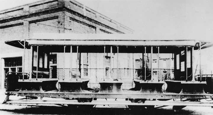 A Toronto Railway Company open air electric vehicle, side view