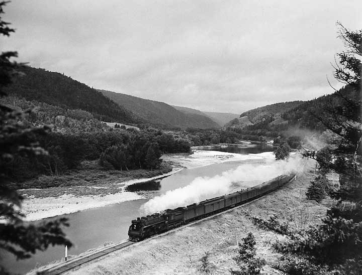 The Canadian National Railways Ocean Limited passenger train west of Matapédia Town