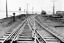 Multiple track switchers at the Charlottetown Railway Yard accommodate narrow and standard track gauge