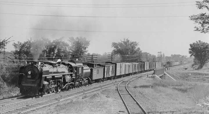 A Canadian National Railways freight train in eastern Canada