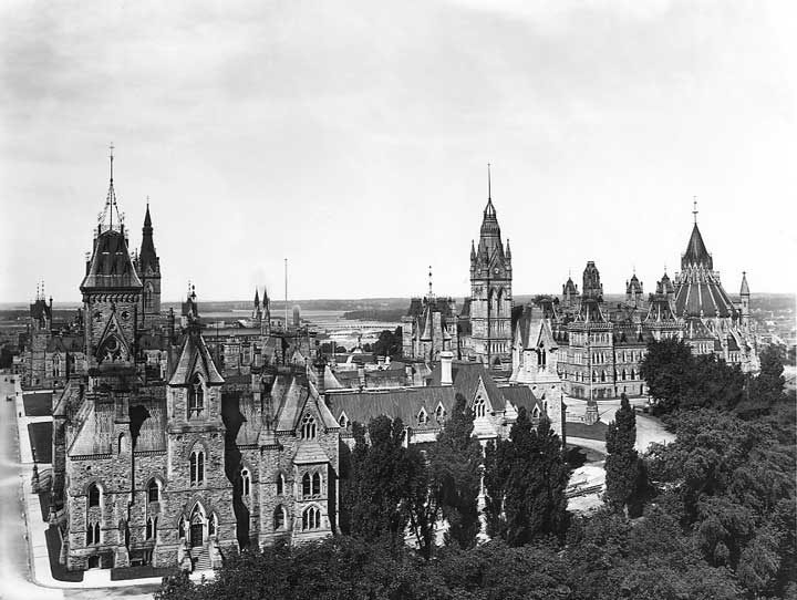 A view of Canada's House of Parliament seen from the Chateau Laurier
