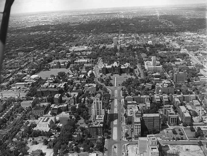Looking north along University Avenue toward Queen's Park