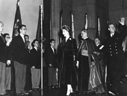 Princess Elizabeth and the Duke of Edinburgh attend a ceremony at the University of Montréal during a Royal Tour of Canada