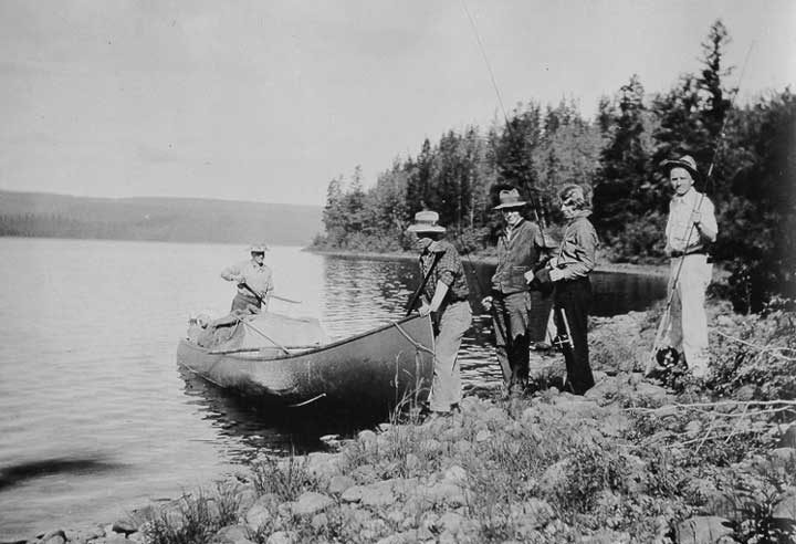 Fishing in the Canadian wilderness during the Jasper-Peace River canoe trip