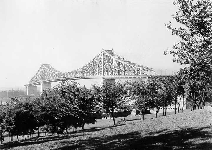 The Jacques Cartier Bridge seen from St. Helen's Island