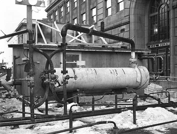 Mount Royal Tunnel - freezing plant used to build new south portion of tunnel entrance
