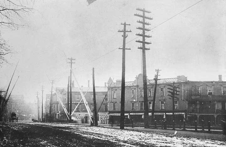 A view of Main Street before subway construction