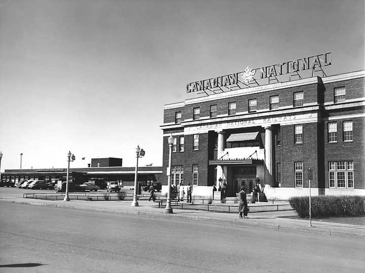 Canadian National Railway station showing Canadian National Express Building at left