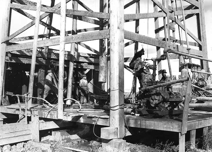 Drilling for oil at the Wainwright oil field